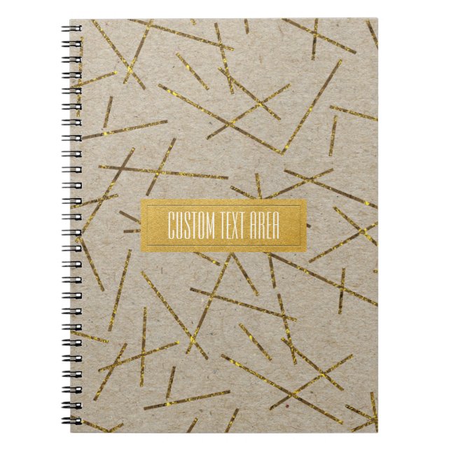 Carnet Bâtonnets de confettis dorés Kraft Moderne Chic Gl (Devant)