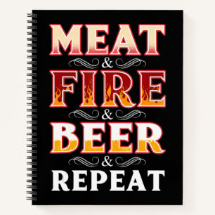 Carnet BBQ BBQ Grill Fumer Viande Feu Bière Répétition