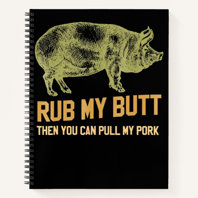 Carnet BBQ | BBQ Grill Pig Funny Pork Id Fumée qui rôti (Devant)