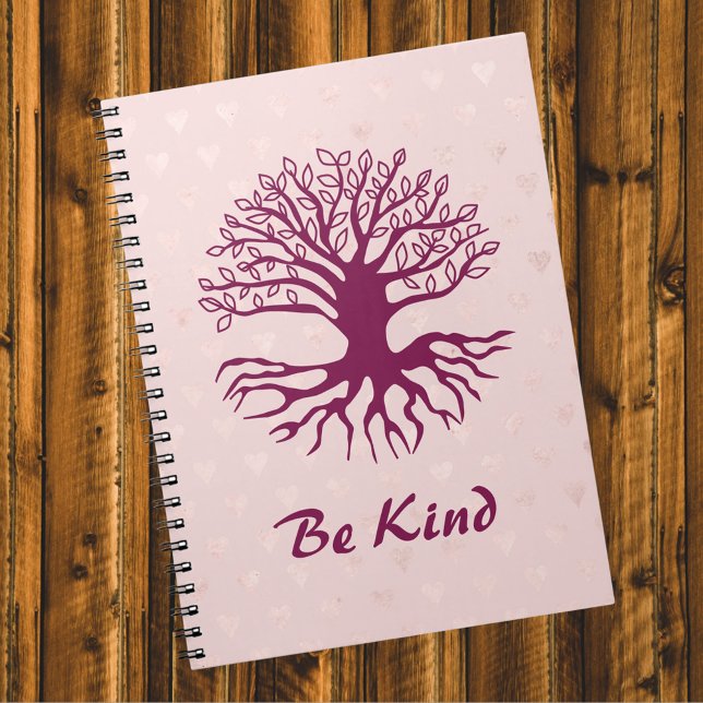 Carnet Be Kind - Arbre de Vie en Bourgogne sur Coeurs Ros (Créateur téléchargé)