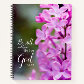 Carnet Be Still Psaum 46:10 Fleurs Lilac Violettes