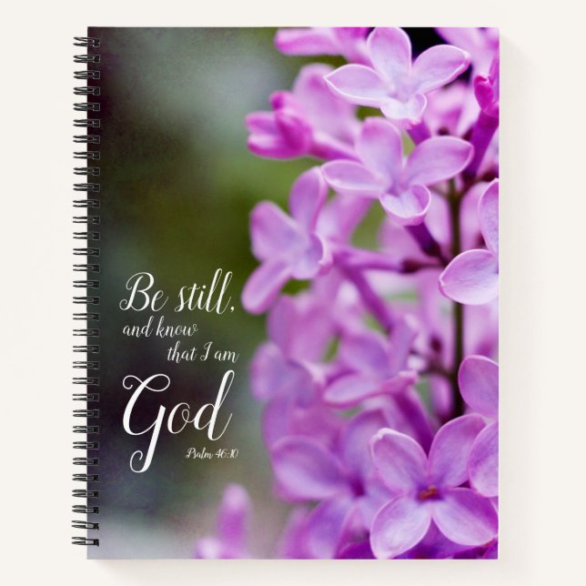 Carnet Be Still Psaum 46:10 Fleurs Lilac Violettes (Devant)