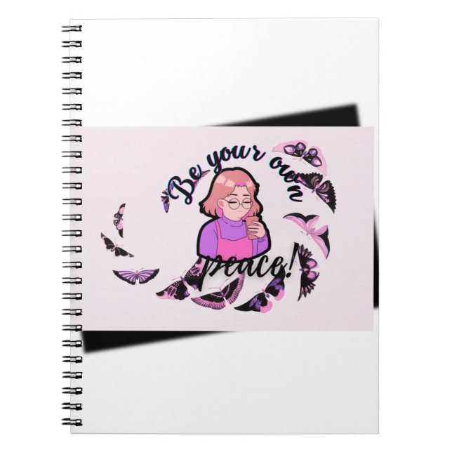 Carnet Be Your Own Peace Anime Girl & Butterflies Spiral  (Devant)