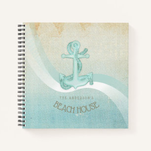 Carnet Beach House Ancre nautique et corde Aqua ID623