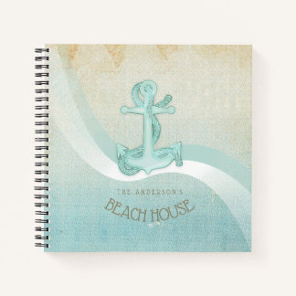 Carnet Beach House Ancre nautique et corde Aqua ID623