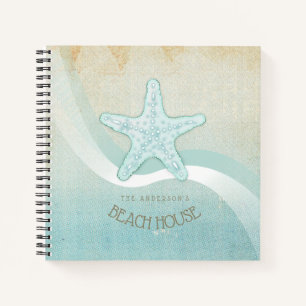 Carnet Beach House Nautical Starfish Aqua Blue ID623