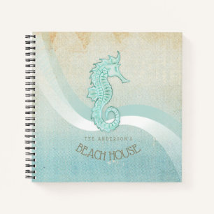 Carnet Beach House Seahorse Aqua Blue ID623