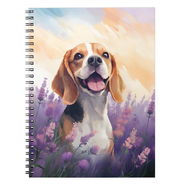 Carnet Beagle dans le champ Lavender (Devant)