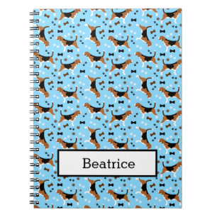 Carnet Beagle Hound Dog Empreinte de patte Bleu