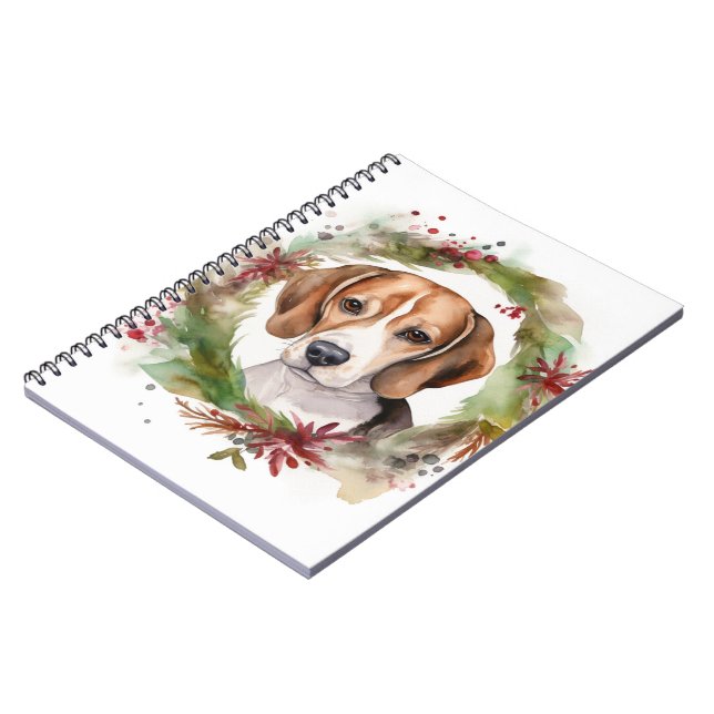 Carnet Beagle Noël Wreath Festive Pup (Côté gauche)