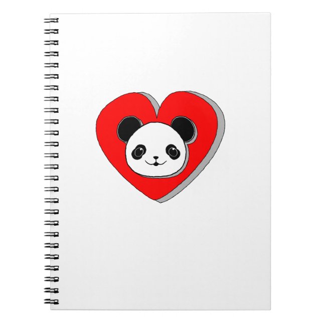 Carnet Bear Panda Et Dessin De Coeur Rouge (Devant)