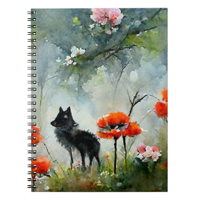 Carnet Beau animal sauvage à fleurs (Devant)