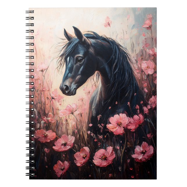 Carnet Beau Cheval Blush Fleur sauvage rose (Devant)