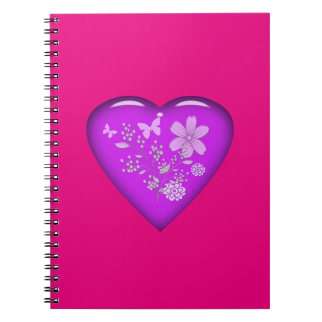 Carnet Beau Coeur Floral De Verre (Devant)