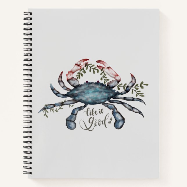 Carnet Beau Crabe Bleu Art Design (Devant)