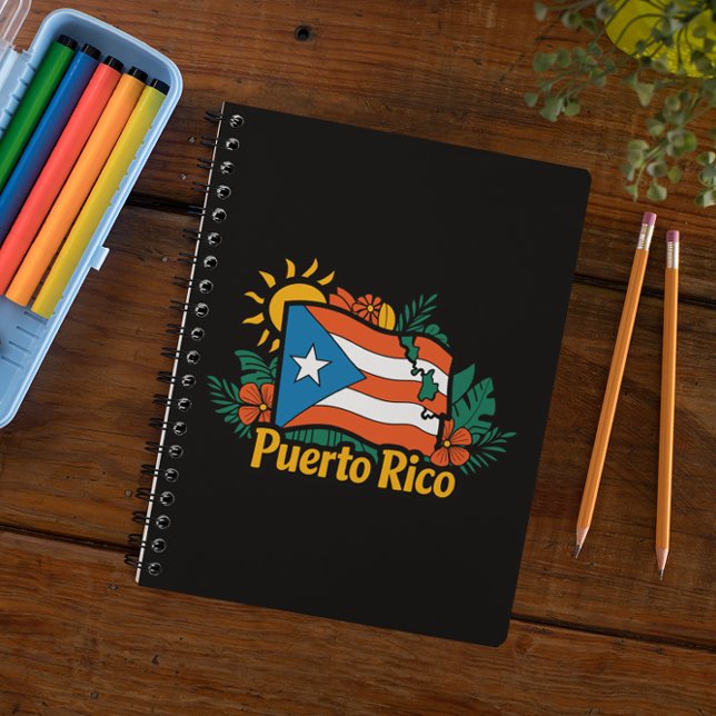 Carnet Beau Drapeau Floral Porto Rico (Beautiful Floral Puerto Rico Flag Artwork Notebook)