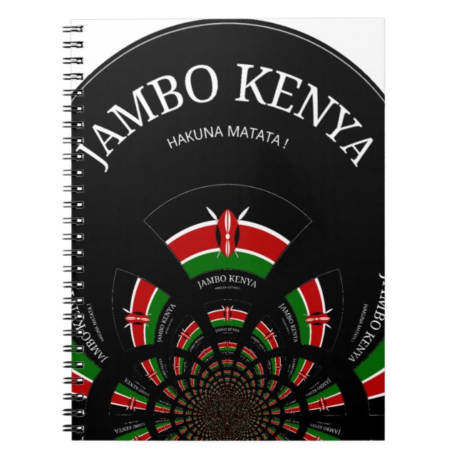 Carnet Beau drapeau Kenya noir rouge vert couleur design (Devant)