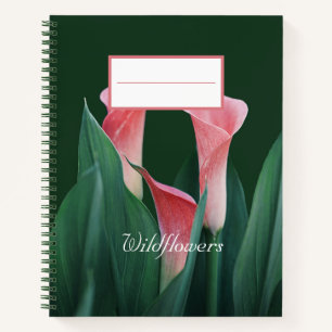 Carnet Beau fleurs sauvages roses l arrière - plan vert f