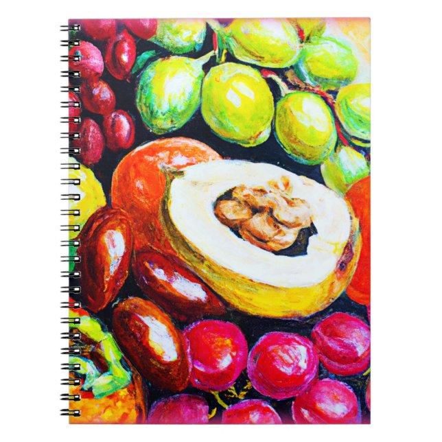Carnet Beau Mélange de peinture de fruits de raisin. Comm (Devant)
