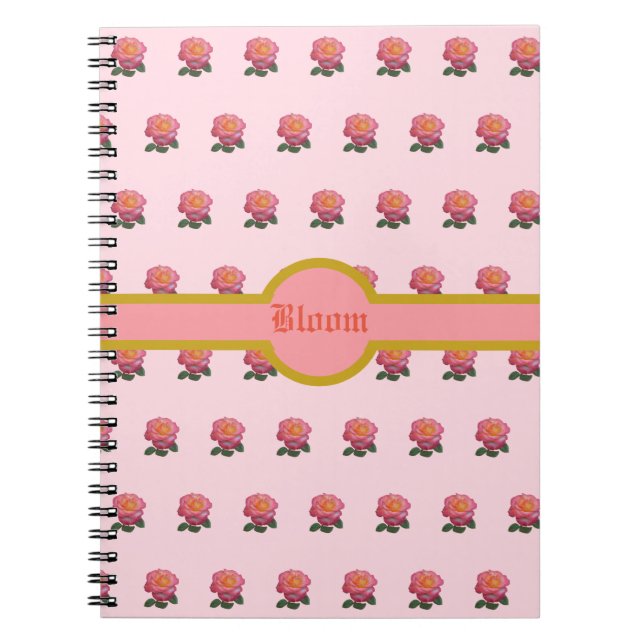 Carnet Beau Motif rose rose (Devant)