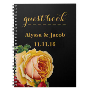 Carnet Beau or & Roses rouges Mariage noir