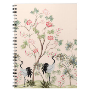 Carnet Beau papier peint exotique chinoiserie. Main dessi