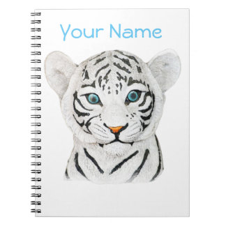 Carnet Beau Tigre Blanc Avec Yeux Bleus