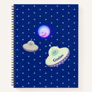 Carnet Beaux soucoupes volantes et étoiles sur fond bleu