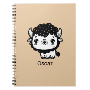 Carnet Bébé Bison Fluffy - Art d'animaux de ferme Kawaii
