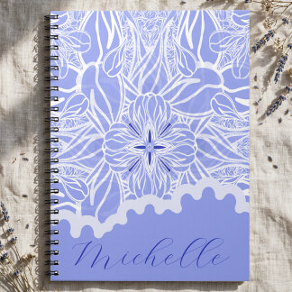 Carnet Bébé bleu et blanc floral dessiné à la main
