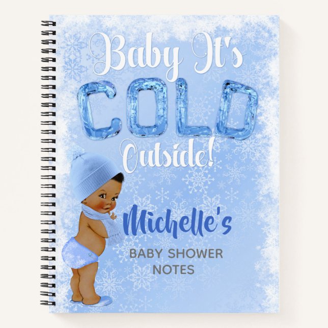Carnet Bébé C'est Flocon de Neige Bleu Ethnique Garçon Do (Devant)