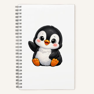 Carnet Bébé manchot mignon faisant signe Personnage de de