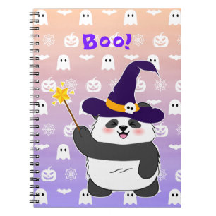 Carnet Bébé mignon de Halloween Panda sorcière magique