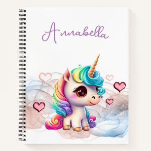 Carnet Bébé mignon licorne et Coeurs