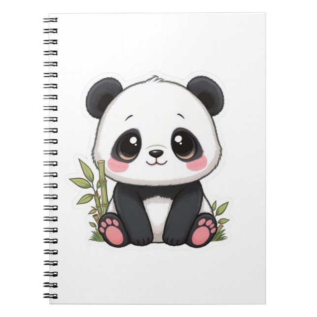 Carnet Bébé panda adorable bambou (Devant)