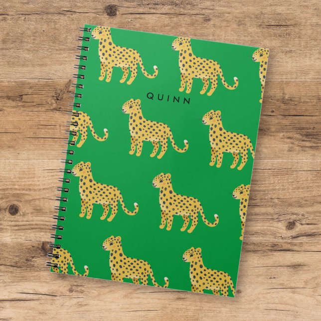 Carnet Bébés Mignons Léopard Guépard Vert avec Nom (Créateur téléchargé)
