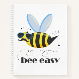Carnet Bee caractère avec mustache lunettes de soleil Bee