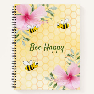 Carnet Bee Happy bumble abeilles jaune nid d'abeille