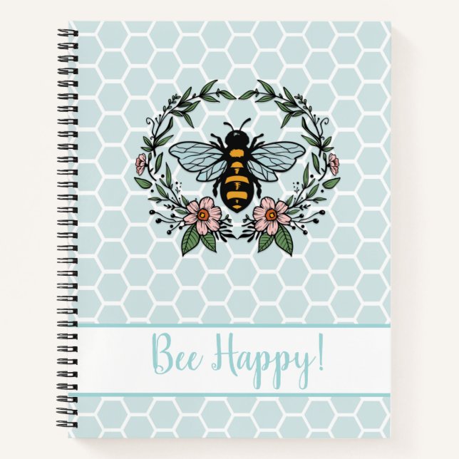Carnet Bee Happy Floral (Devant)