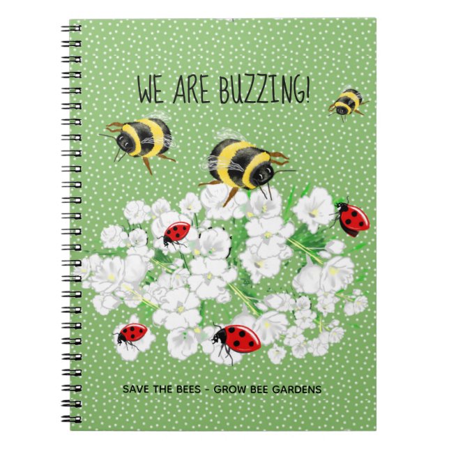 Carnet BEES et LadyBugs - Art de LeahG Sauvez les abeille (Devant)