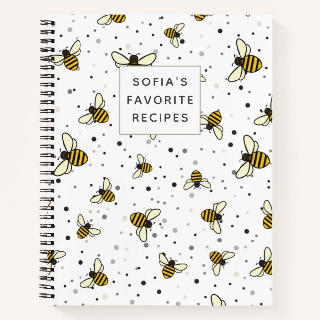 Carnet Bees Motif Blank own Cookbook Recette pour écrire  (Devant)