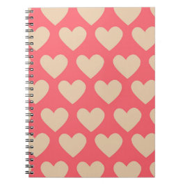 Carnet Beige Rouge mignon Simple Motif de coeur