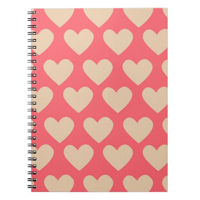 Carnet Beige Rouge mignon Simple Motif de coeur (Devant)