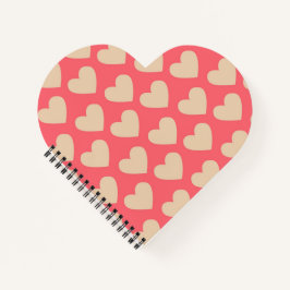 Carnet Beige Rouge mignon Simple Motif de coeur
