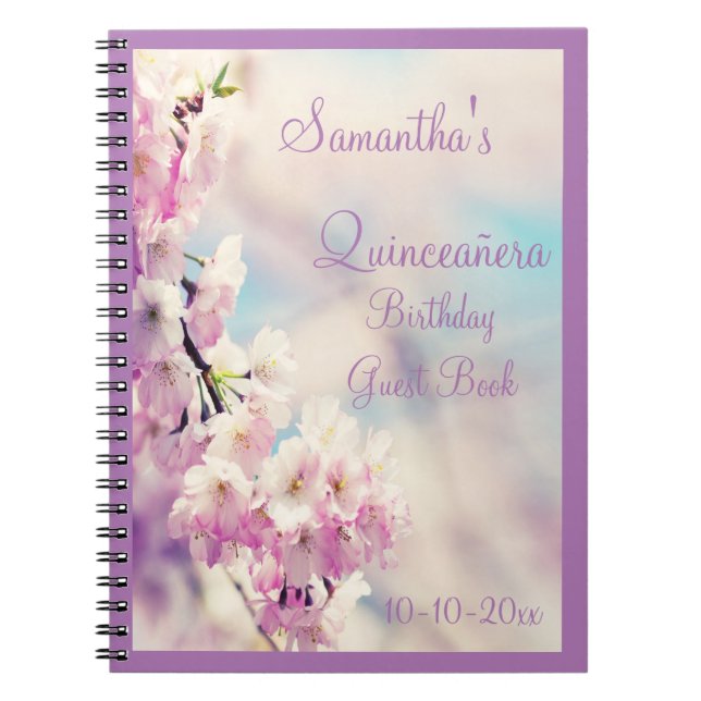 Carnet Bel anniversaire de Quinceañera de fleur (Devant)