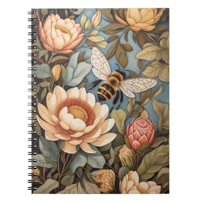 Carnet Belle Abeille De Jardin Avec Fleurs Protea (Devant)