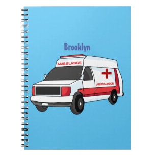 Carnet Belle ambulance rouge caricature van