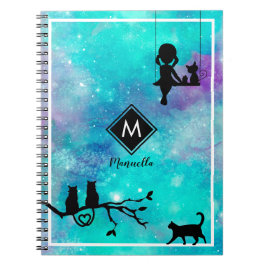 Carnet Belle Aqua Blue Watercolor Galaxy Girl Diary