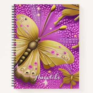 Carnet Belle Aquarelle Papillon Or Personnalisée