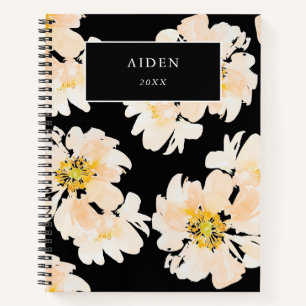 Carnet Belle aquarelle peony design personnalisé